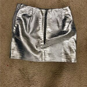 Topshop Metallic Croc-Pattern Mini Skirt